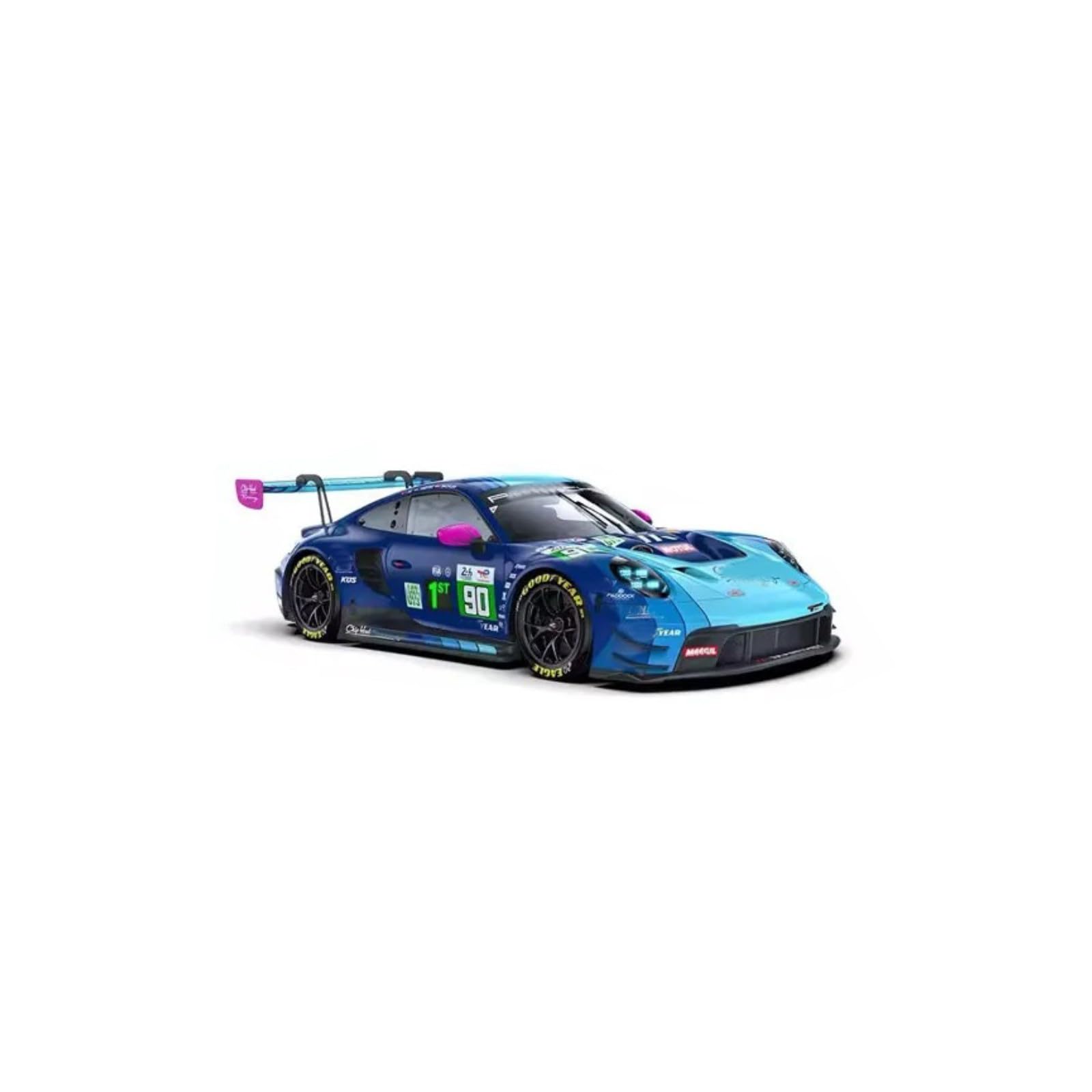 HTLNUZD 1/64 911 GT3 R24H #90 Modèle de voiture de course en alliage moulé