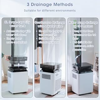 Katenpo Deumidificatore Industriale Professionale Elettrico: 80L/24h per Grandi Ambienti 170㎡Pompa Scarico Continuo Antimuffa Portatile con Ruote per Casa/Bagno/Ufficio/Garage/Cantina/Stanza/Armadio