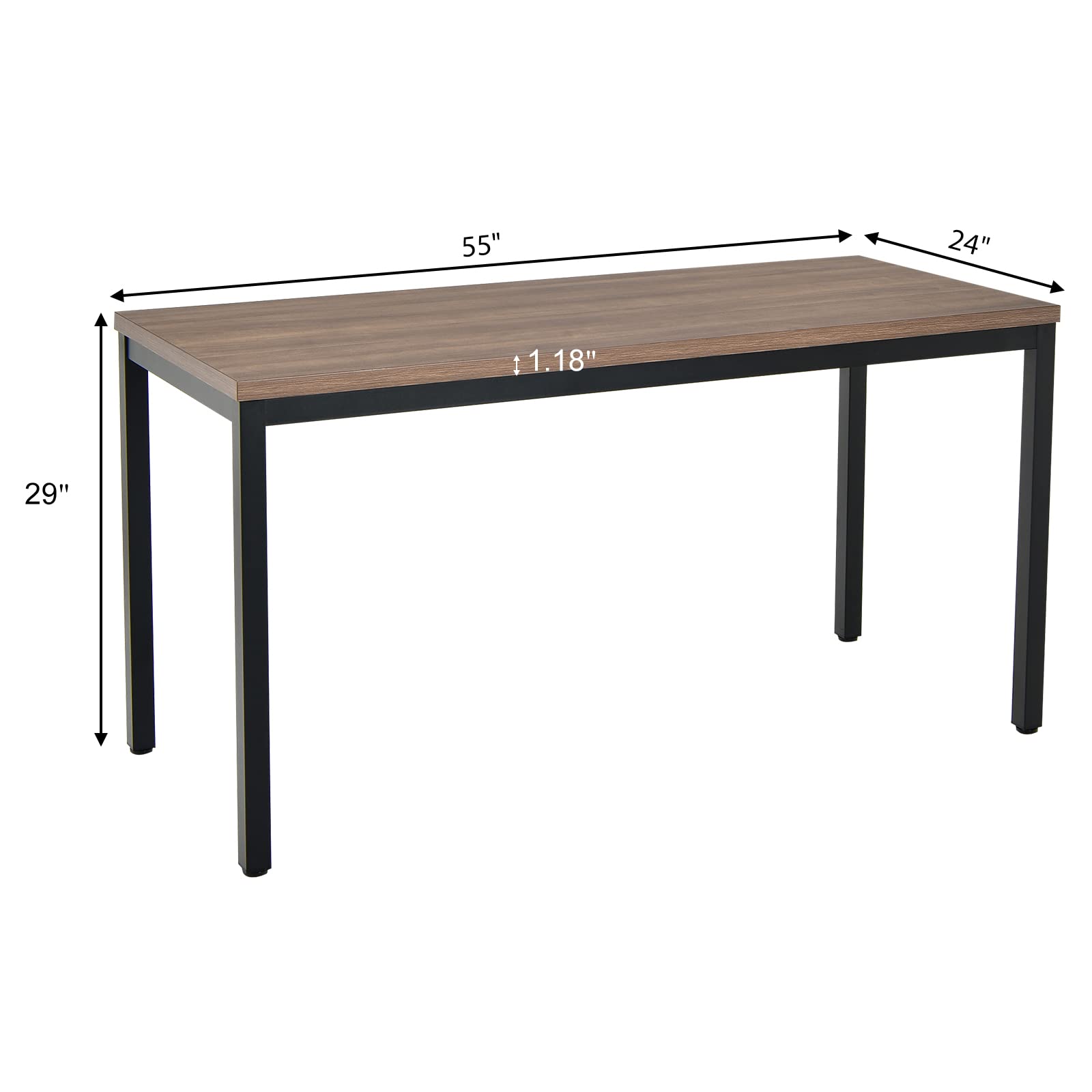 Gymax 55 W Brown Wood Conference Table Office Computer Study Desk Metal