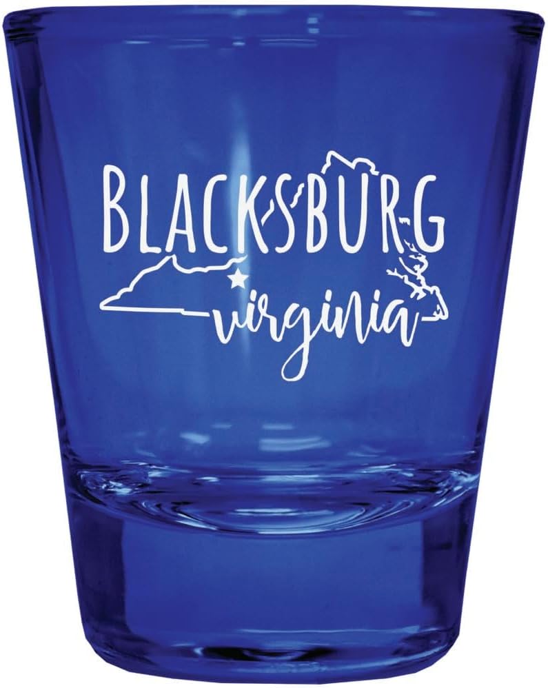 Vaso Shot Grabado Souvenir Virginia Blacksburg Azul 4 Piezas