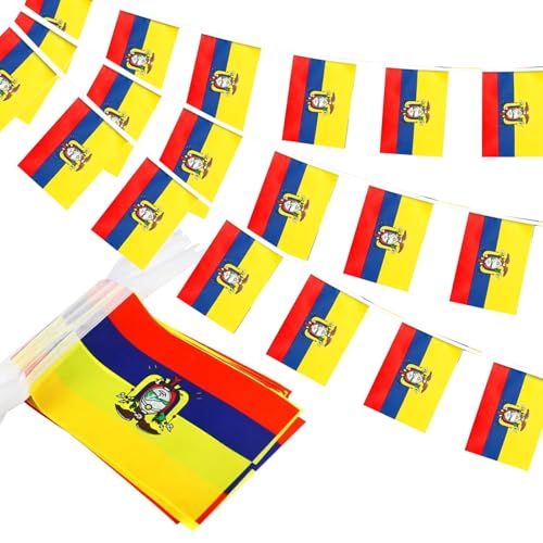 Image of Ecuador Flags Ecuadorian String Flag Banners for Patriotic Events Independence Day Sports Bars Inside Outside Decorations 33 Feet 30 Flags