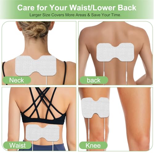Image of Tens Unit Electrode Pads 4x8 inch for Back Pain Relief Extra Large Butterfly Shaped EMS TENS Pads SM Electrodes Compatible with TENS 7000, AUVON TENS, 2mm Pin Connector- 6 Pcs