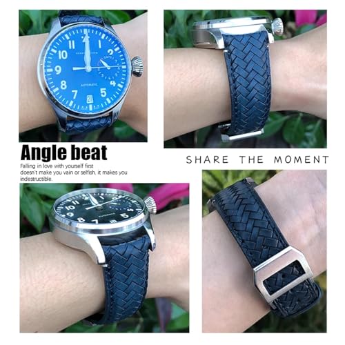 Bracelet de montre en cuir IWC Portugieser en vache tissé bleu 22mm