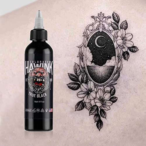 Hawink Black Tattoo Ink 4Oz(120Ml) Vegan-Friendly Usa Standard Pigment Tattoo Supplies Super Black Ti203-120-002 #TOP2