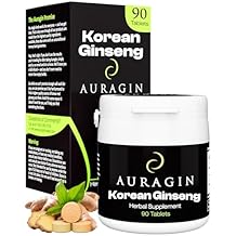 Auragin Authentic Korean Red Ginseng Made in Korea 6 Year Roots No Additives or Other Ingredients 100% Red Panax Ginseng in Every Tablet