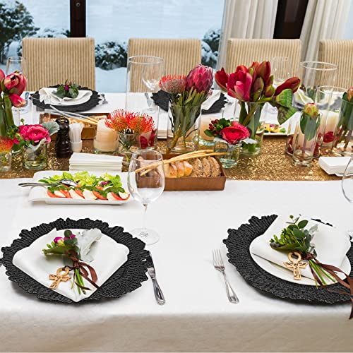 Mimorou 18 Pack Reef Charger Plates Plastic Snowflake Charger Plates Wedding Floral Charger Plates Decor For Christmas Dinner Wedding Party Event Supplies, 13 Inch (Black) #TOP5