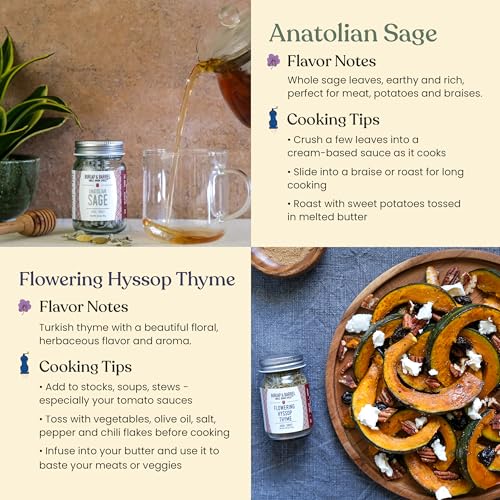 Burlap & Barrel Herbs & Salt 6-Pack Gift Set- As Seen on Shark Tank! Make Your Own Spice Blend, Combine Salt & Herbs for a Savory Mix- Includes Sage, Shallot Slices & More!- 6 Full Size Jars