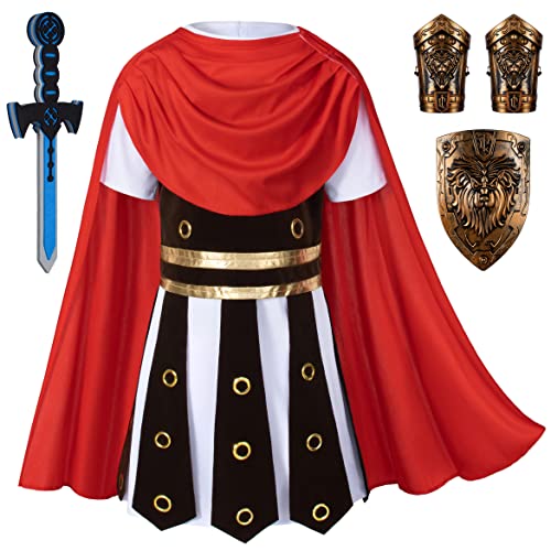 Elibelle Child Medieval Roman Warrior Knight Renaissance Performance Costume With Accessories 130Cm 6-7Yrs #TOP1