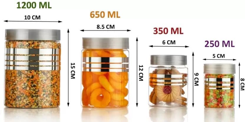 AneriDEALS Plastic Grocery Container - 250 ml, 350 ml, 650 ml, 1200 ml (Pack of 24, Silver) (Silver) 3