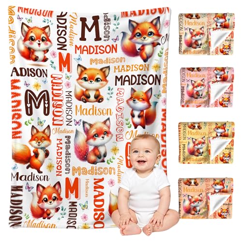 Image of Custom Fox Blanket for Boys Girls,Ultra Soft Personalized Gifts Baby Blanket,Customized Throw for Toddlers Newborn Stroller Crib,30 inchx40 inch