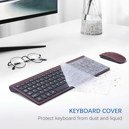 Image of Wireless Keyboard and Mouse Ultra Slim Combo, TopMate 2.4G Silent Compact USB 2400DPI Mouse and Scissor Switch Keyboard Set with Cover, Batteries Included, for PC /Laptop /Windows /Mac - Wine Black
