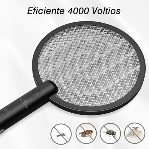 GooQand-Raqueta-Mosquitos-Electrica-4000V-Matamoscas-USB-con-Base-de-Carga-3-Capas-de-Malla-Protectora-Eficaz-contra-los-Insectos-Apto-para-Interior-y-Exterior
