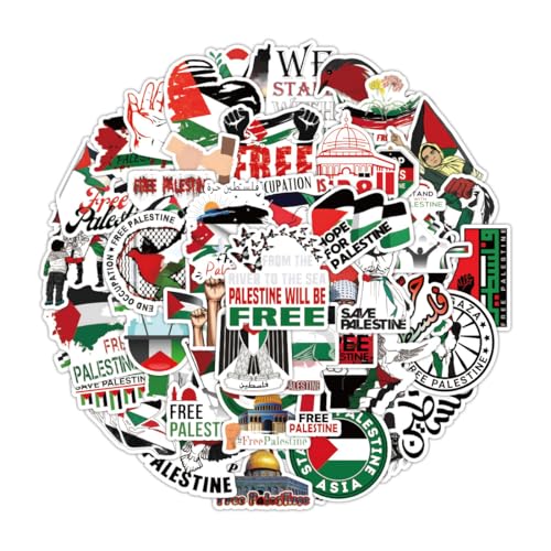 RAMGLYO 100 Pièces Palestine Autocollant pour Voiture, Ordinateur Portable, Bouteille d'Eau, Guitare, Scrapbooking, Skateboard et Vélo - Free Palestine