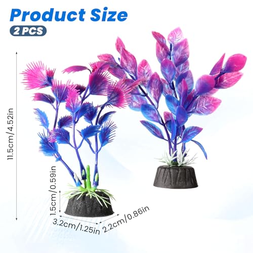 Image of 2 Pcs Plastic Artificial Floating Aquarium Plants Small Aquarium Plant for Betta Fish Tank 4.5 Inch Fish Tank Decorations Aquatic Water Grass Plastic Artificial Plant Reptiles Plants