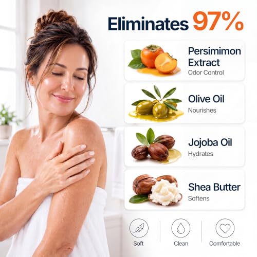 Image of Morovan Persimmon Soap for Body Odor Control - Old People Smell Cleansr | 3 Bars Natural Persimmon Bar Soap for Skin Care, Effective Odor Control for All Skin Types & Sensitive Skin
