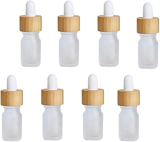 Cabilock 8pcs Lotion Container Frosting Mini containers Travel toiletries containers Dropper Bamboo Container Glass containers Frosted Dispensing Bottle Essence