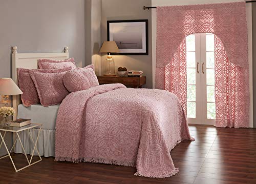 Better Trends Double Wedding Ring Collection & Design 100% Cotton Tufted Unique Luxurious Soft Plush Chenille Machine Washable Tumble Dry, Full Bedspread, Pink