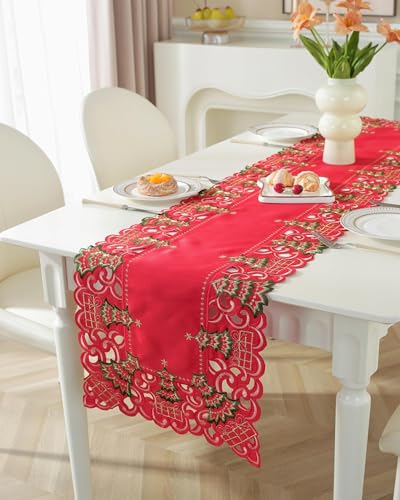 Chemin de table de Noël 183 cm brodé sapin RD-Tree-A protège et décore