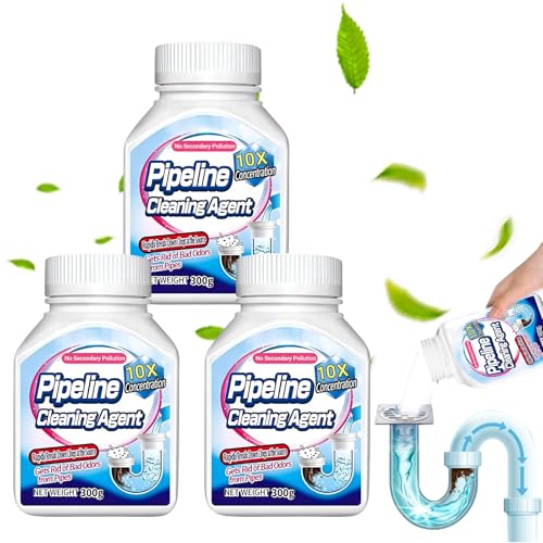 Pipeline Dredging Agent, 300g Powerful Drain Clog Remover Agent, Professional Pipe Unblocker for Sinks & Showers, Dissolves Hair, Grease, Soap Scum, Prevents Blockages & Odors (3PC)