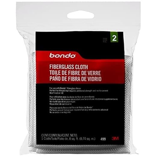 3M Bondo Fiberglass Cloth, 8 Sq Ft, Paintable, Use With Bondo Fiberglass Resin For Strong Waterproff Repairs, For Repairing Cars, Boats, Tubs, Showers, Sinks & More (00499)