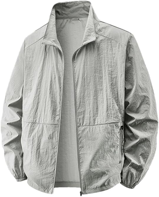 Men's Lightweight Loose Fit Casual Stand Collar Jacket Workwear Outerwear Casual Long Sleeve Coat