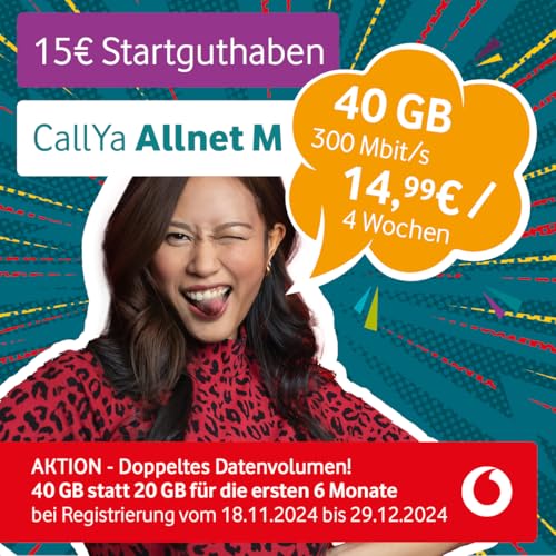Vodafone CallYa M eSIM 20 GB | 15 EUR | Utan kontrakt | 5G