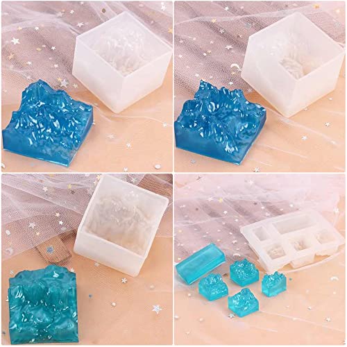 NA Woohome Silicone Mould for Resin, 6 PCS Mountain Peak Resin Moulds Jewelry Casting Mould with 6 PCS Jellyfish Whale Resin Mould Filler for Art Resin Crafts, Home Decoration - Image 2