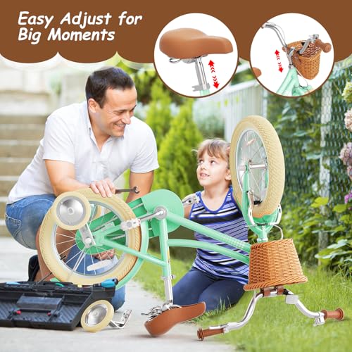 Image of Glaf Girls Bike Bicycle for 2-12 Years Old 12 14 16 20 inch Kids Toddler Bike with Training Wheels and Basket,Doll Seat, Kids Bike Bicycle for Gift