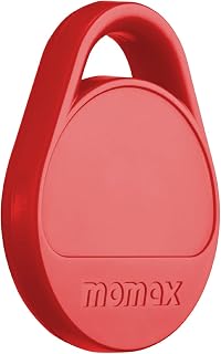 Momax Key Finder Tracker Tag - Smart Bluetooth Tracking Device Both iOS and Android Compatible with Find My, Replaceable Battery, for Wallets, Luggage, Suitcases, Backpacks, Red