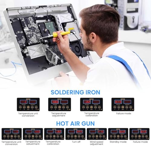 Image of Serplex 2-in-1 Soldering Station With LCD Display, 600W Hot Air Gun, Adjustable Temperature, Divided Switches, Fast-Heat, 3 Nozzles (5 /8 /10mm) & Holder, For SMD PCB Electronics Repair & Welding