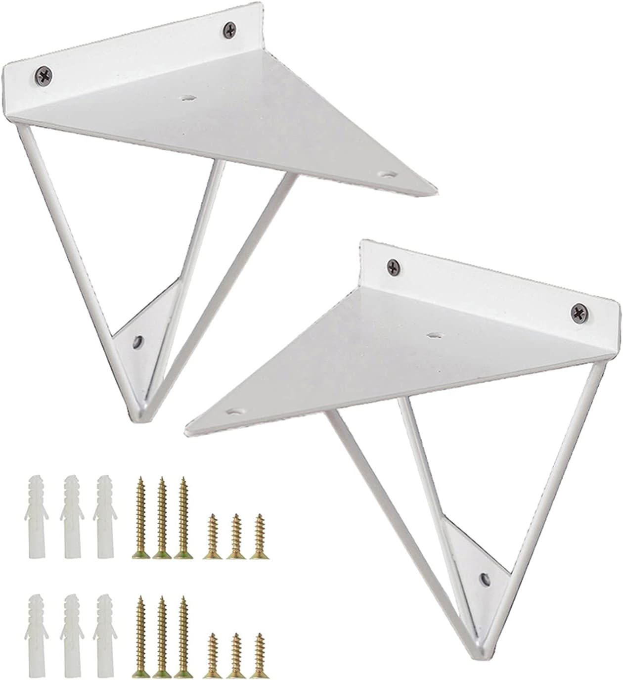 2個の棚サポートブラケットヘアピン、頑丈な壁掛け棚ブラケット、金属製三角形フローティング棚ブラケット、足場ボード棚ブラケット、ネジ付