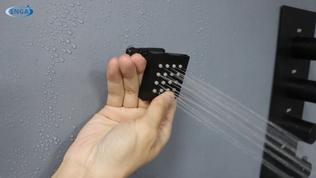 Sistema de Ducha Termostático de Doble Cabezal con Chorros Corporales, Cabezal de 16" de Techo y Cabezal de 6" de Pared con Grifo para Bañera, 5 Funciones que Pueden Operar Simultáneamente, Acabado Cromo miniatura 7