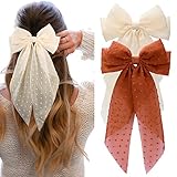 Large Hair Bows for Women,CEELGON 2PCS Big Bow Clips for Girls French Barrette Bowknot with Long Tai