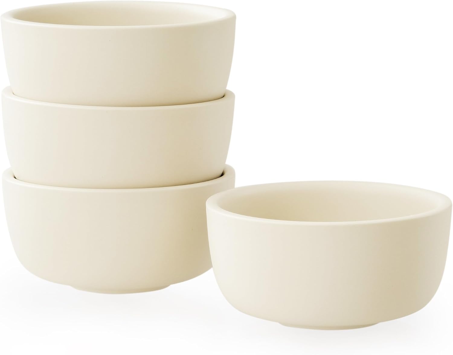 WENSHUO Classic Round Cereal Bowl Set of 4, Ceramic Soup Bowls, Breakfast Bowl - for Oatmeal, Rice, Dessert, Salad, 10 oz (Matte Crème)