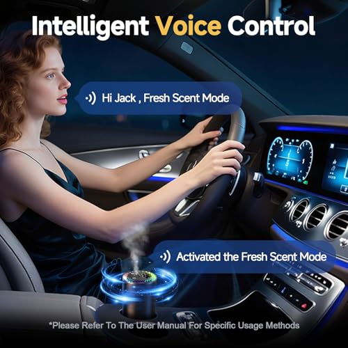Smart Car Air Freshener Diffuser Voice Control with Starry Projection Light, 3 Adjustable Modes Intelligent Aromatherapy for Essential Oil, Smart Auto On/Off, Voice Edition (Cologne + Ocean) by toretark - Image 2