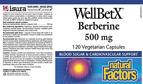 Natural Factors, Wellbetx Berberine, 500 Mg, 120 Count (Pack Of 1) #TOP1