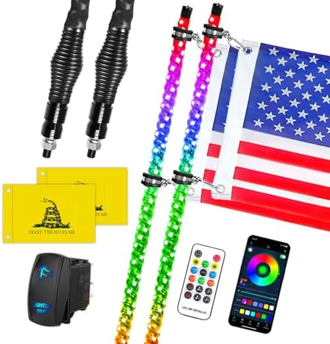 2PCS 2FT Whip Lights with Spring Base, Whip Lights for Side by Si...