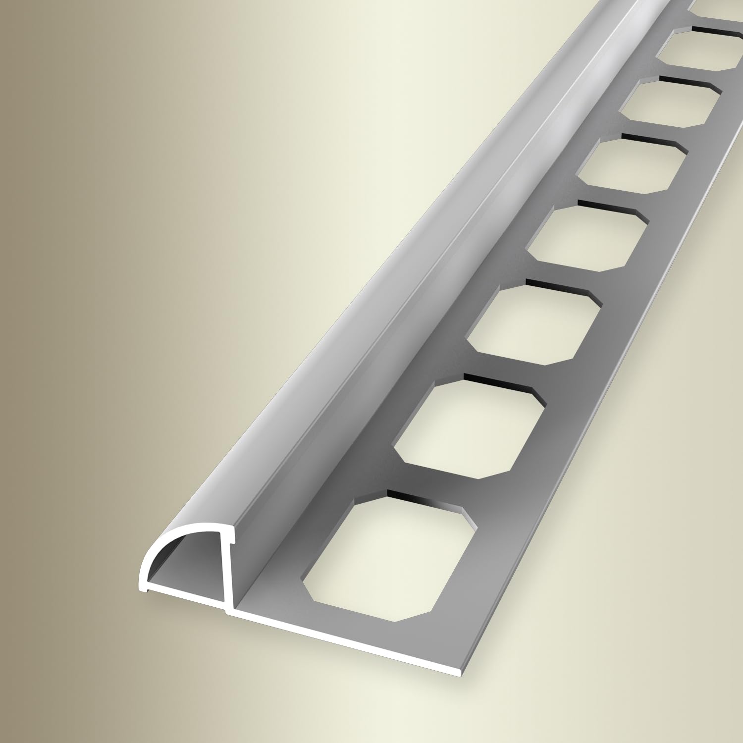 Fliesenprofil 10 x 30 x 2500 mm Einfasshöhe 10 mm Viertelkreisprofil Aluminium Geschlossen Gestanzt Metallprofil Silber Küberit