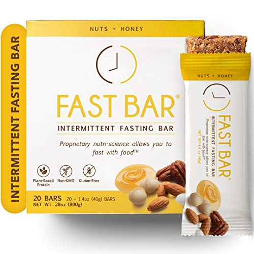 Fast Bar, Nuts & Honey, Gluten Free, Plant Based Protein Bar For Weight Management & Intermittent Fasting (20 Count Box)