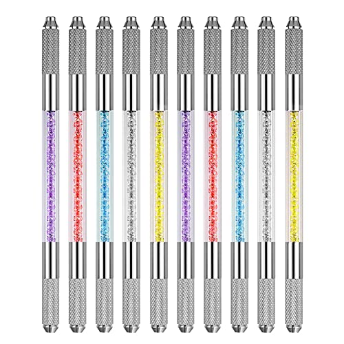Microblading-Pen-10-Pcs-Professional-Dual-Head-Manual-Tattoo-Fog-Eyebrow-Micro-Blading-Pen-Needle-Tip-Holder-Tool-for-Permanent-Makeup-Supplies-Acrylic-Pen-with-Lock-Pin-Tech-Ergonomic-Grip