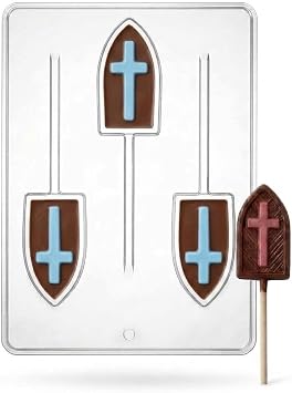 Cross on Church Window Lollipop Chocolate Candy Mold Religious 423 PETG Plastic