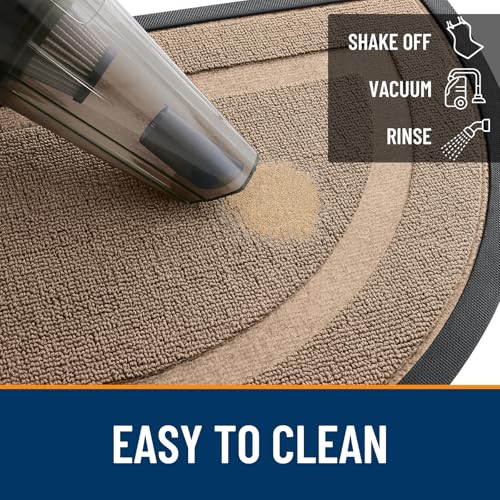 Image of OLANLY Half Circle Door Mat Indoor Outdoor Entrance Welcome, Waterproof All-Season, All-Weather Doormat, Sturdy Natural Rubber, Low Profile, Easy Clean Patio Porch Entryway Mat, 33x21, Mocha
