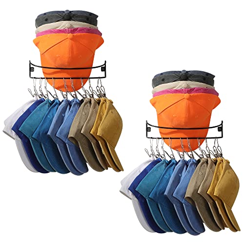 Taozun Hutablage für Baseballmützen - Hut-Organizer, Wandhalterung, Hut-Halter, Hut-Aufbewahrung für Ballkappen, Wintermütze, hält bis zu 30 Kappen (2 Hutablage mit 20 Hut-Aufbewahrungsclips) Cover