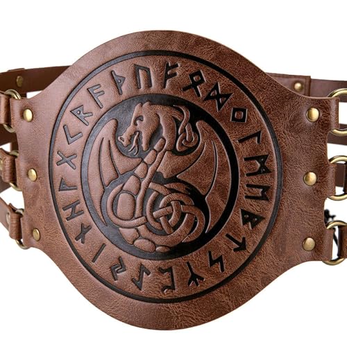 UGPLM Cinto largo medieval design retrô couro sintético para cosplay adereços fantasia halloween, Ma