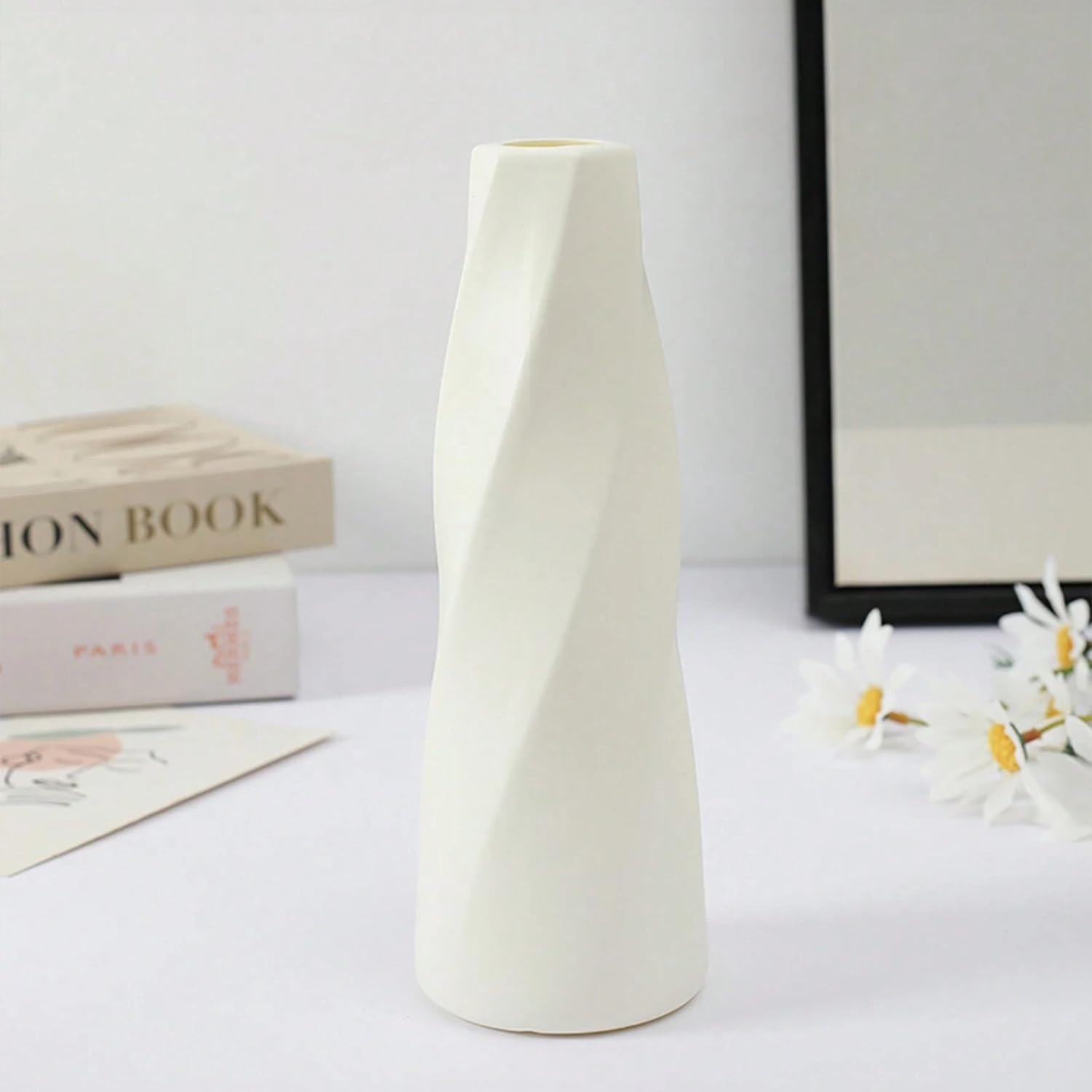 Ascension Unbreakable Flower Vase for Table Corner Balcony Decoration Flower Pot for Home Office Bed Room Living Room Decoration Plastic Different Shaped Flower Pot Vases for Diwali Decoration (Red)-image-13