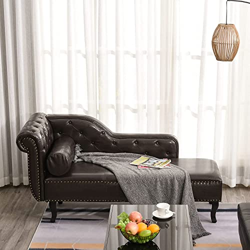 Image of Lazy Couch and Reclining Sofa /Recliner Chaise Longue /Fabric recliners /for Bedroom /Living Room /Office Reception Recliner Lounge Sofa and Armchair (Balck Leatherette)
