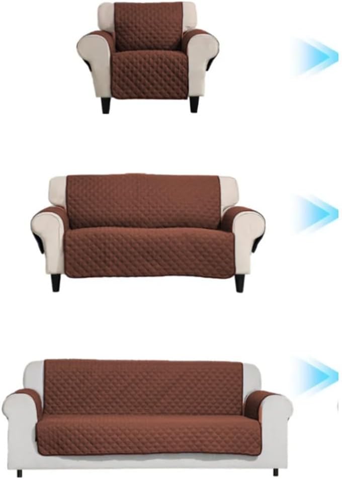 Reversible Loveseat Slipcover Water-Resistant Quilted Furniture Protector With Thick Microfiber, Elastic Straps And Foam Pipes For Secure Fit, Machine Washable Easy Care(3pcs)