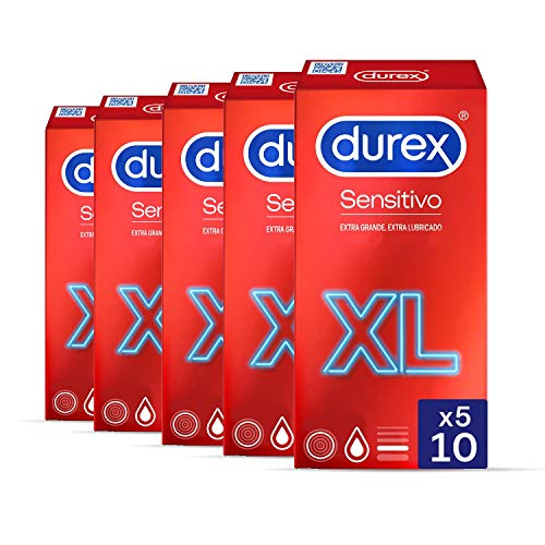 Durex Pack Ahorro Preservativos Sensitivo XL, Fino para Mayor Sensibilidad, 50 condones XL