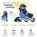 New Bounce Roller Skates for Little Kids - Shoe Size EU 28-31, US Kids Junior Size 8-11, 2-in-1 Roller Skates for Girls, Converts from Tri-Wheel to Inline Skates - Rollerskates for Beginners | Blue