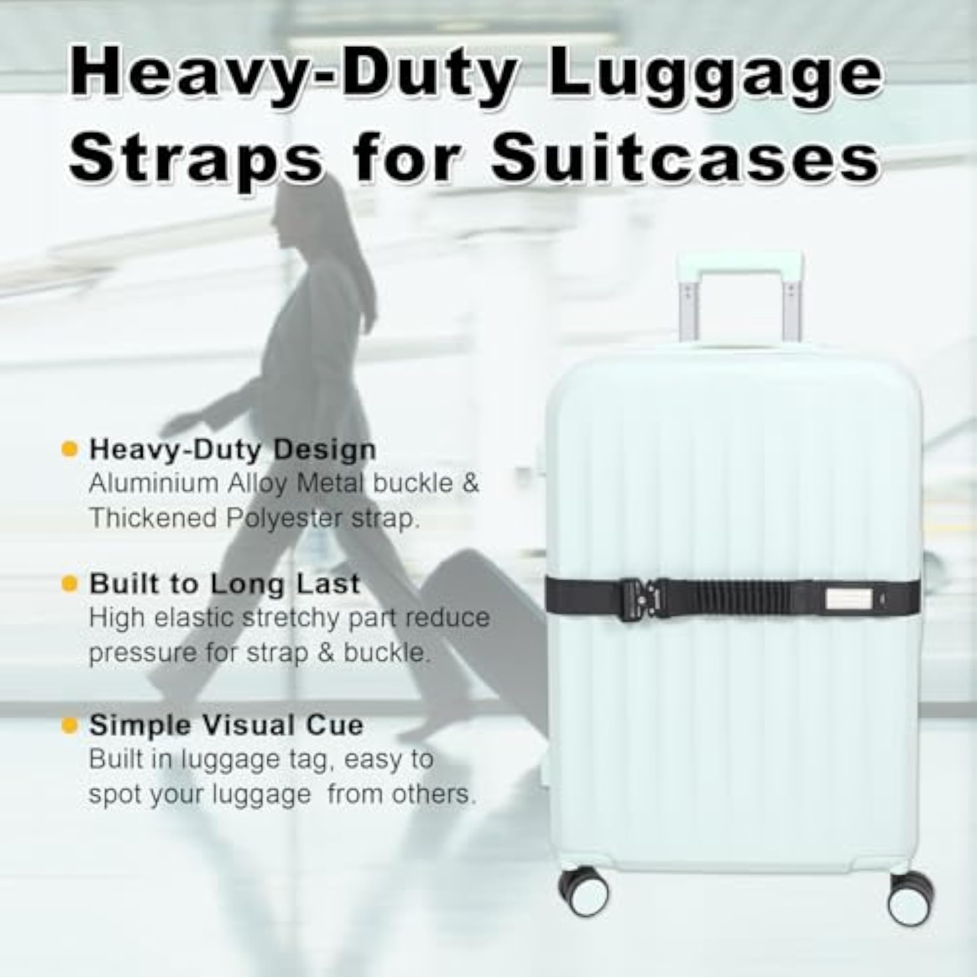 TSA Approved Luggage Straps for Suitcases, Heavy Duty
